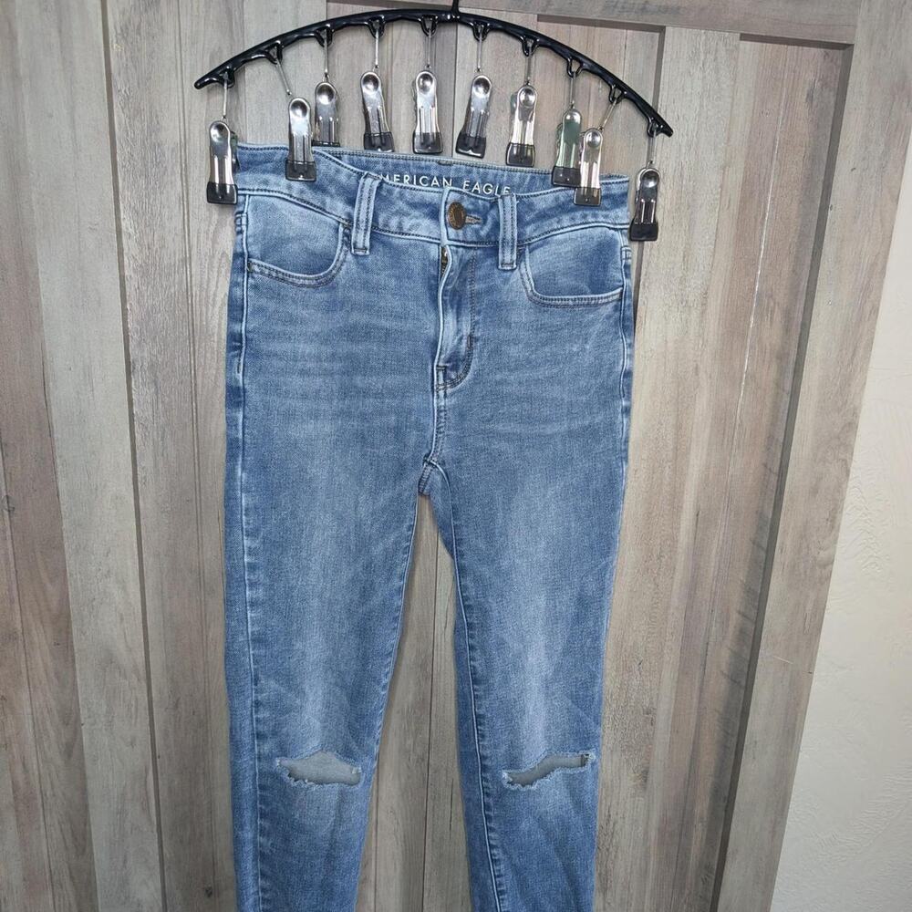 American eagle blue super stretch skinny jeans